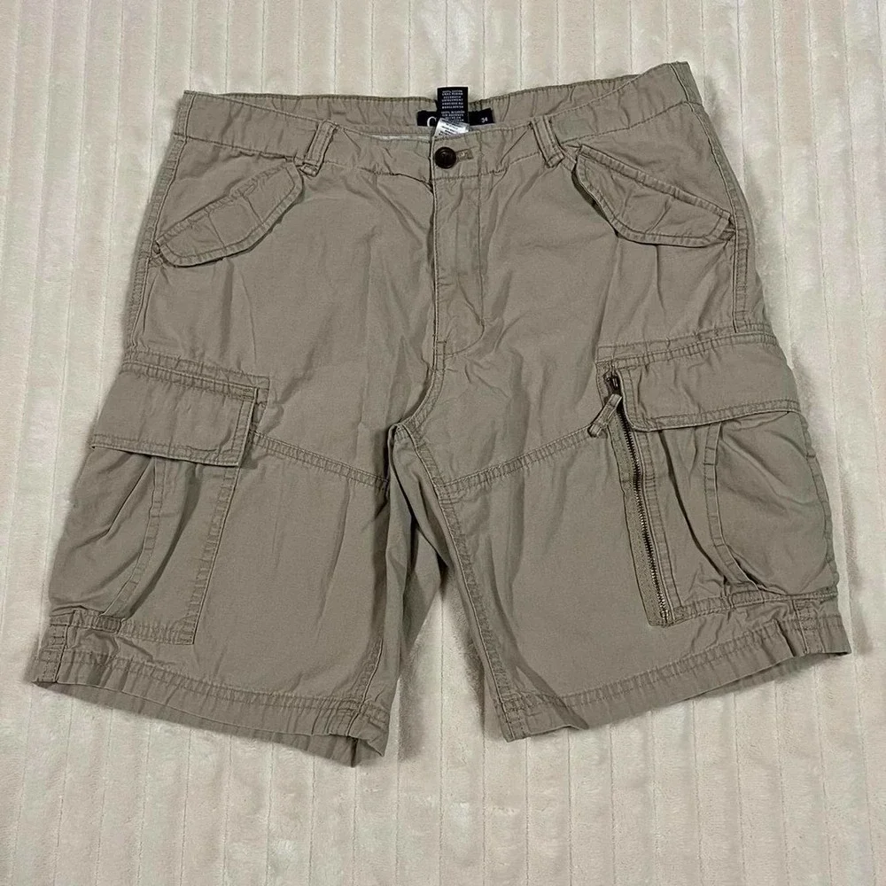 Chaps Cotton Summer Khaki/Tan Cargo Shorts 34 - Picture 2 of 5